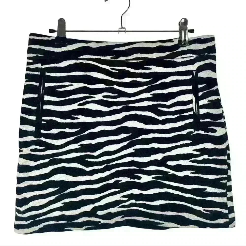 Morgan de Toi Zebra  Mini Skirt, S, Faux Wool Boho Y2K Sexy Goth Festival Style - Picture 5 of 16